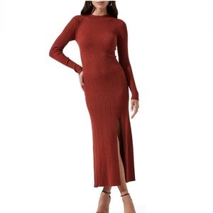 ASTR Long Sleeve Side Slit Sweater Dress